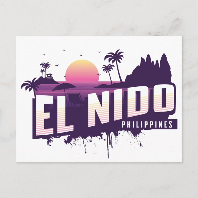 Postal El Nido Filipinas Palawan Purple Sunset (Anverso)