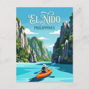 Postal El Nido Palawan, Filipinas, kayakista