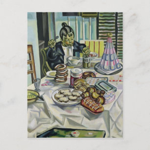 Postal El niño con los pasteles