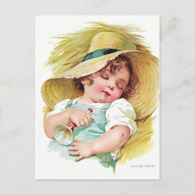 Postal El niño durmiente de Maud Humphrey (Anverso)