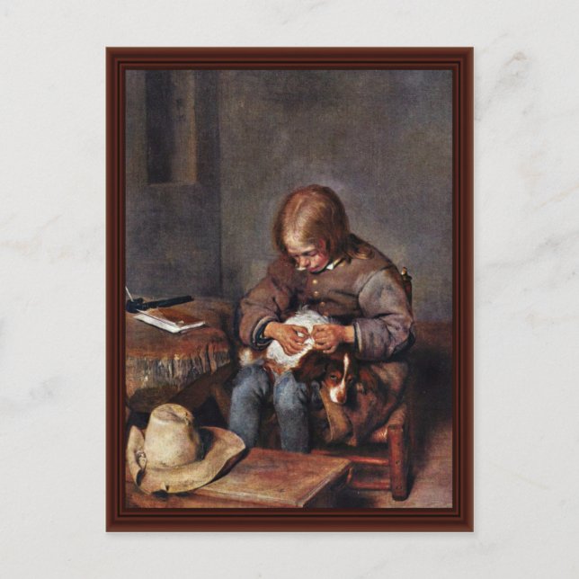 Postal El Niño Puso Su Perro Por Gerard Ter Borch (Anverso)