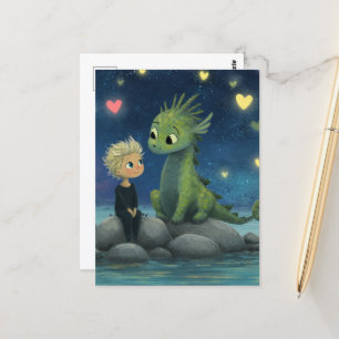 Postal El niño y el dragón