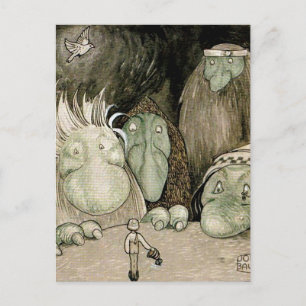 Postal “El niño y los trolls” Acuarela de John Bauer