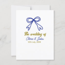 Postal El nombre de la pareja boda de oro azul marino