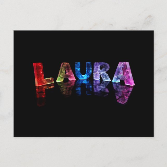 Postal El nombre de Laura en luces 3D (Fotografía) (Anverso)