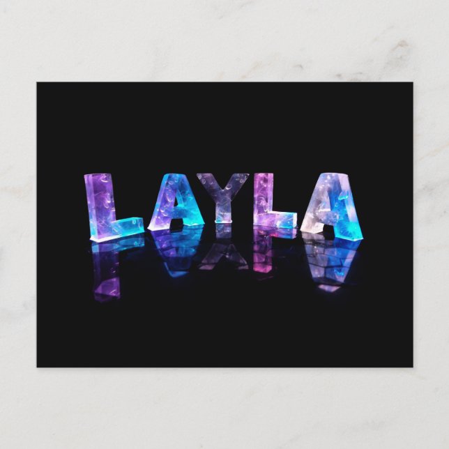 Postal El nombre de Layla en luces 3D (fotografía) (Anverso)