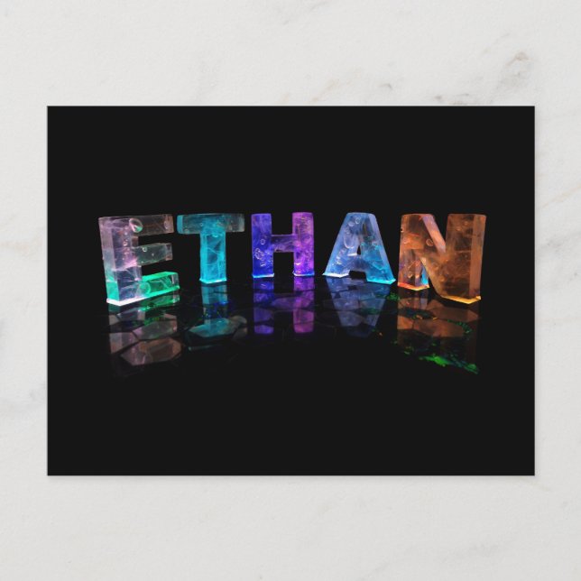 Postal El nombre Ethan en las luces 3D (Fotografía) (Anverso)