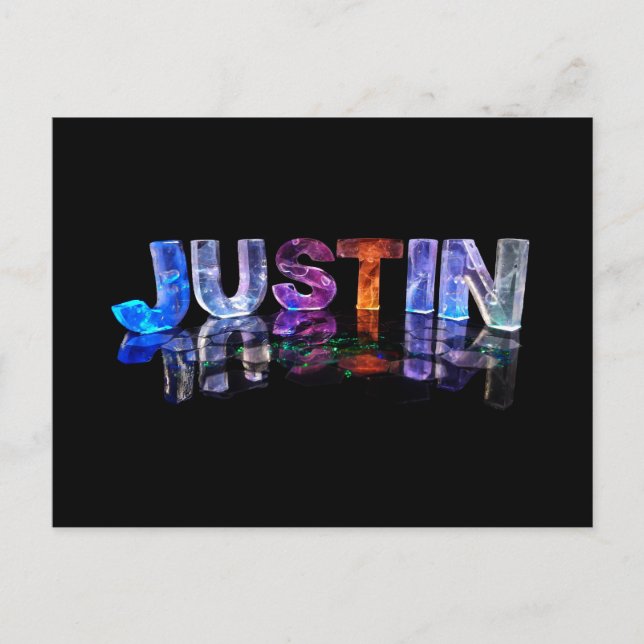 Postal El nombre Justin en luces 3D (Fotografía) (Anverso)