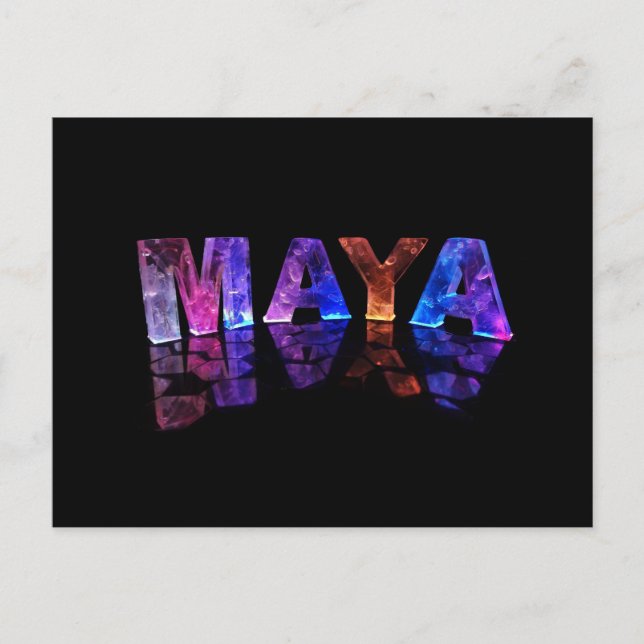 Postal El nombre Maya en luces 3D (Fotografía) (Anverso)
