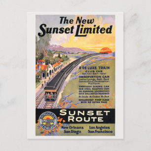Postal El nuevo afiche de la época de Sunset Limited de 1