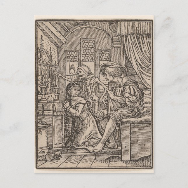 POSTAL EL NUN, DESDE EL BAILE DE LA MUERTE (HANS HOLBEIN) (Anverso)