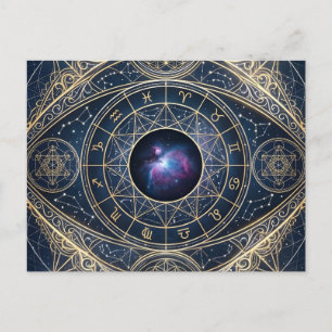 Postal El Ojo Celestial — Geometría Sagrada Zodíaco Cosmo