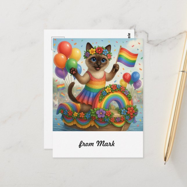 Postal El orgullo del gato provoca el orgullo LGBTQ inspi (Anverso/Reverso In Situ)