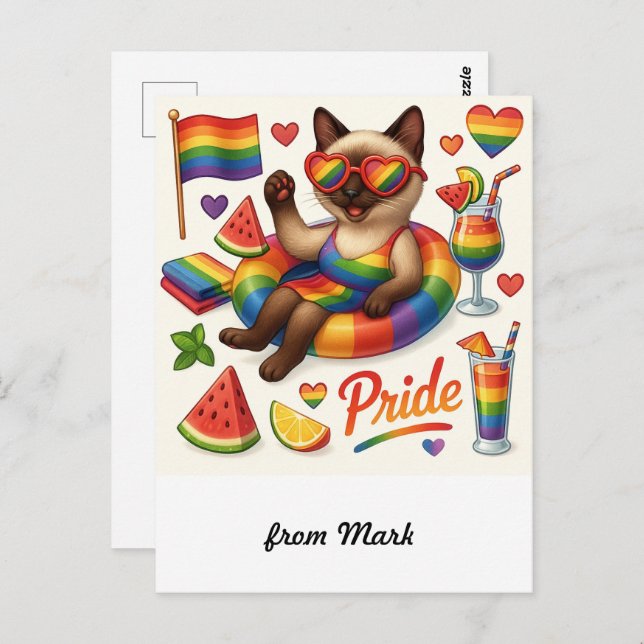 Postal El orgullo del gato provoca el orgullo LGBTQ inspi (Anverso / Reverso)