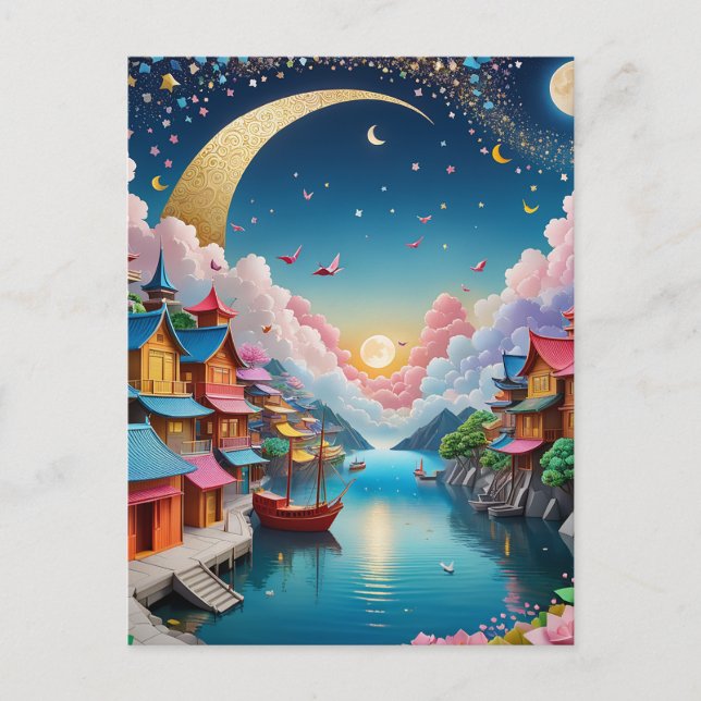 Postal El origami es el arte tradicional japonés de papel (Anverso)