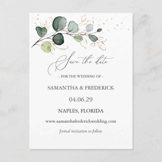 Postal El oro del follaje de Eucalyptus salta la fecha (Anverso)