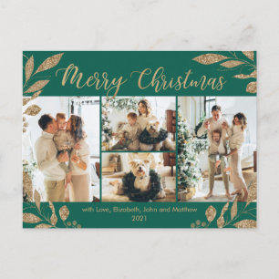 Postal El oro verde moderno deja a Navidades Collages de 
