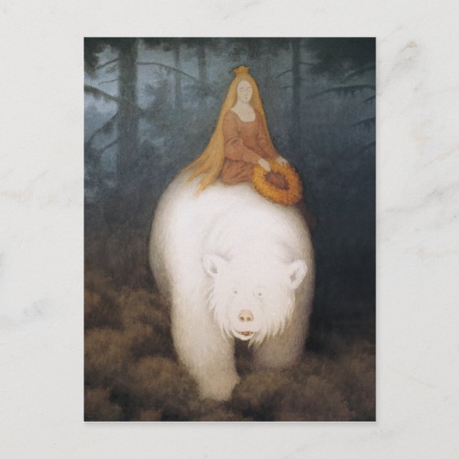 Postal "El oso blanco" por Theodor Kittelsen (Anverso)