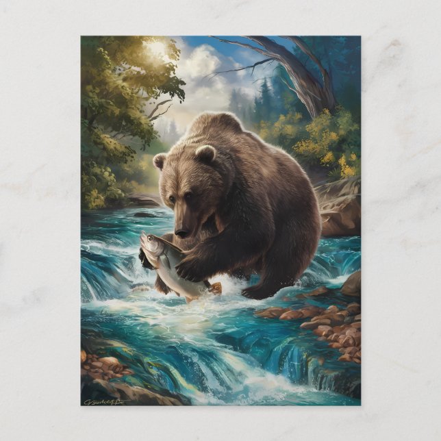 Postal El oso con el pez dorado (Anverso)