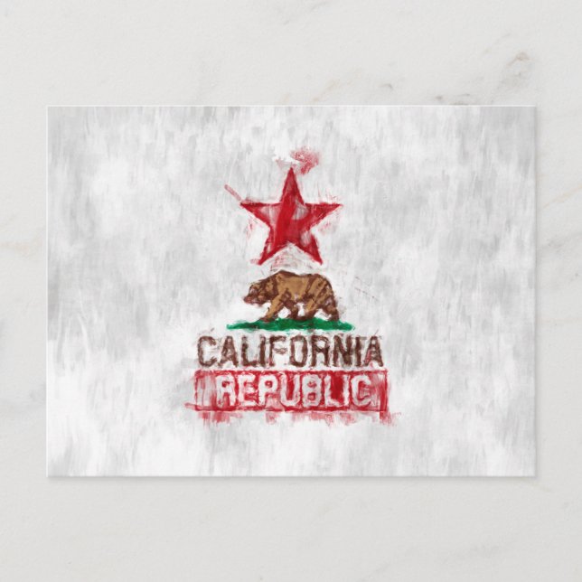 Postal El oso de bandera de California al estilo pintores (Anverso)