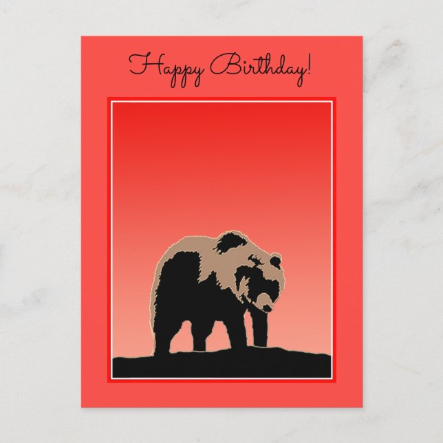 Postal El oso pardo al atardecer - Arte de vida salvaje o (Anverso)