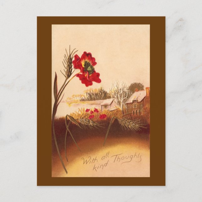 Postal El otoño de la vitalidad de la amapola y el trigo (Anverso)