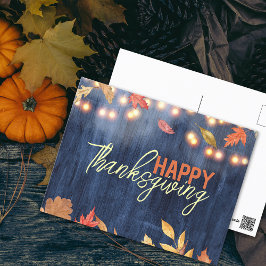 Postal El Otoño Deja Luces De Hadas En El Día De Acción D