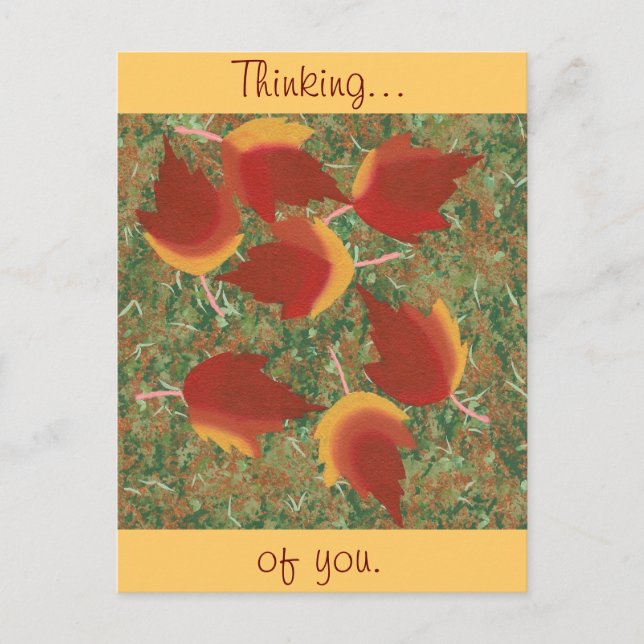 Postal El otoño deja un resumen de arce rojo en la hierba (Anverso)