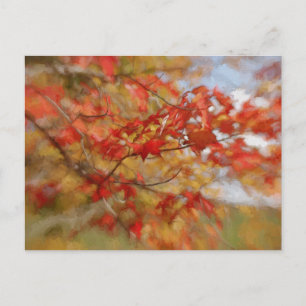 Postal El otoño rojo deja pintura abstracta