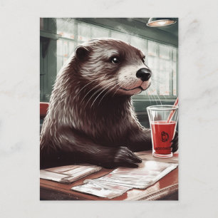 Postal El Otter en un café
