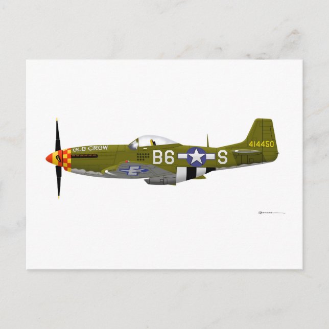 Postal El P-51D norteamericano Mustang "Old Crow" (Anverso)