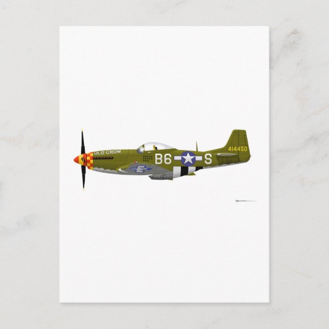Postal El P-51D norteamericano Mustang "Old Crow" (Anverso)