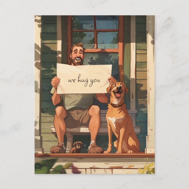 Postal El padre del perro y su perro (Anverso)