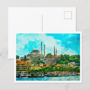 Postal El paisaje de la ciudad de Paint de Estambul