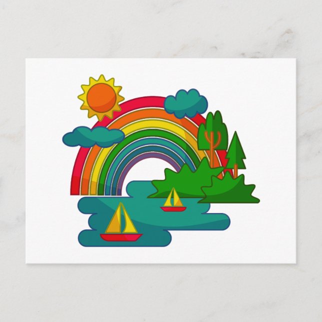 Postal El paisaje de los viajes en barco bajo las nubes d (Anverso)