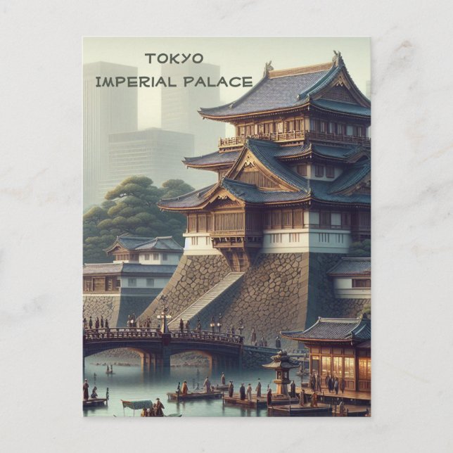 Postal El paisaje del Palacio Imperial de Tokio Viajes Ja (Anverso)