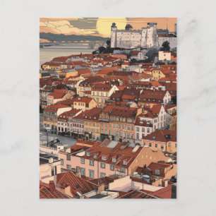 Postal El paisaje urbano de Lisboa en Portugal