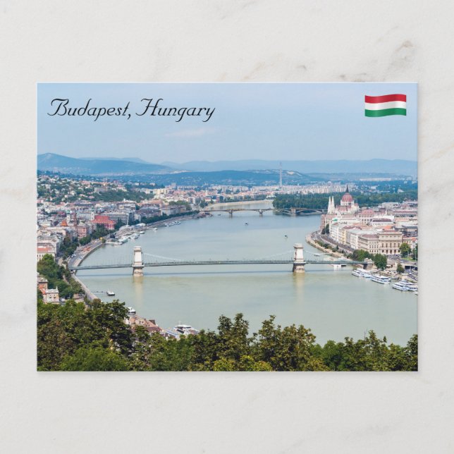 Postal El paisaje urbano del Danubio en Budapest - Hungrí (Anverso)