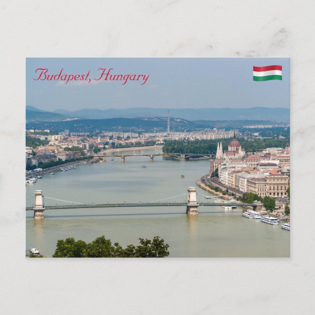 Postal El paisaje urbano del Danubio en Budapest - Hungrí (Anverso)