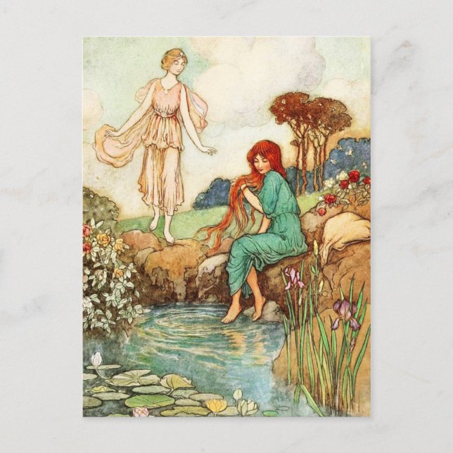 Postal El pájaro azul: La reina Florina se encuentra con  (Anverso)