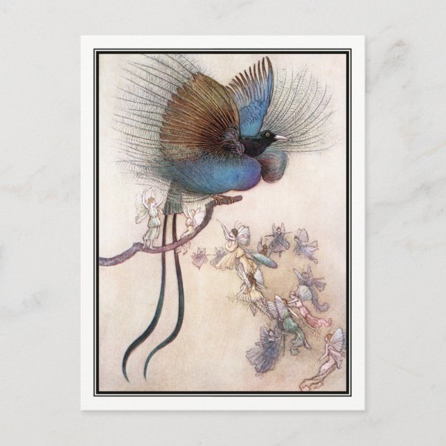 Postal El pájaro del paraíso de Warwick Goble (Anverso)
