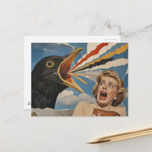 Postal El pájaro gritando y la dama retro