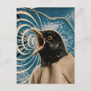 Postal El pájaro negro gritando