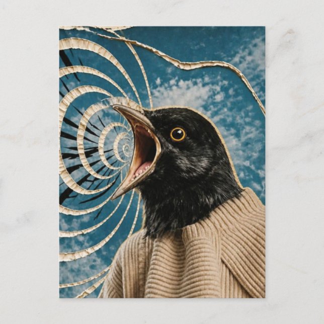 Postal El pájaro negro gritando (Anverso)