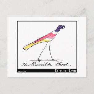 Postal El pájaro rojizo de Edward Lear
