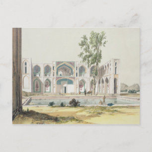 Postal El Palacio de Tchar-Bag en Isfahán, Persia, plato