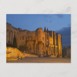 Postal El Palacio del Papa en Aviñón al atardecer. Constr