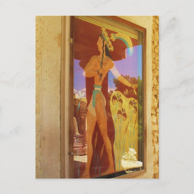 Postal El Palacio Minoico de Knossos PINTURA FRESCO (Anverso)