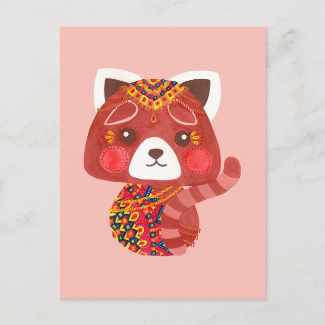 Postal El Panda Rojo Cute (Anverso)