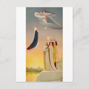 Postal El Papa de Roma, la Virgen María y Jesús